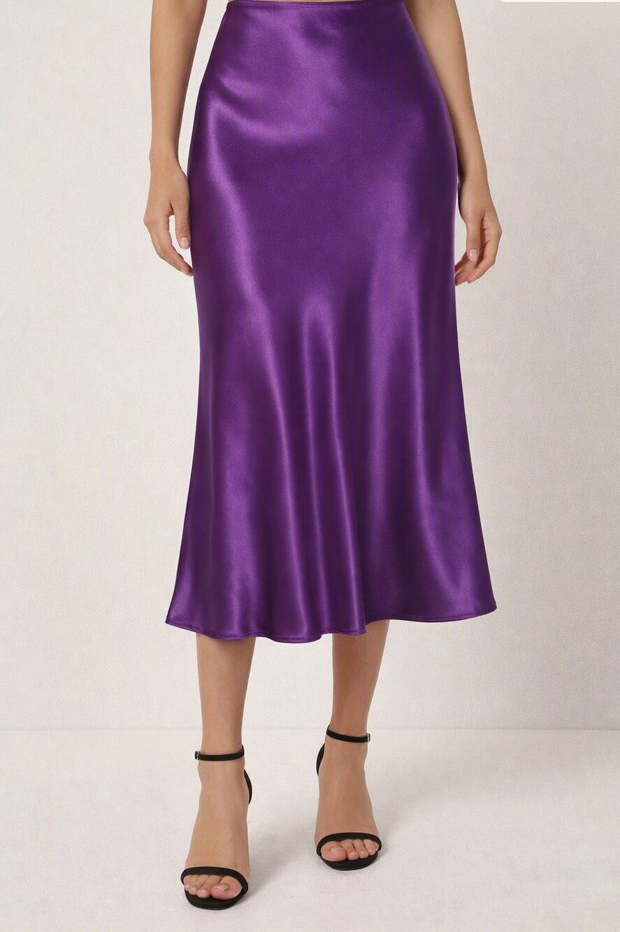 Babaton Aritzia Satin Midi Slip Skirt Royal Purple 6